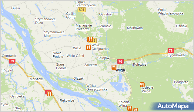 mapa Celejów gmina Wilga, Celejów gmina Wilga na mapie Targeo