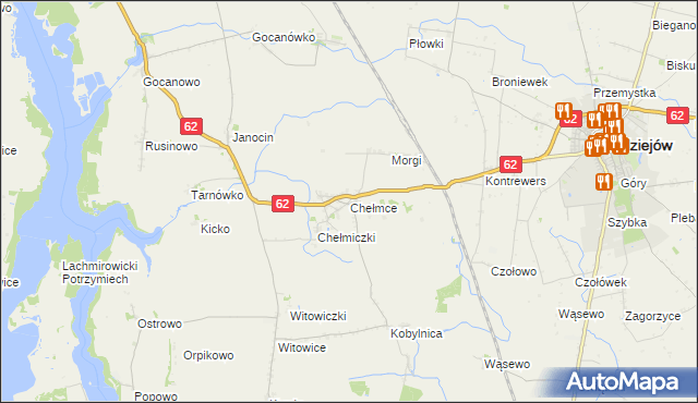 mapa Chełmce gmina Kruszwica, Chełmce gmina Kruszwica na mapie Targeo