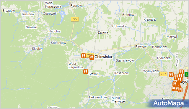 mapa Chlewiska powiat szydłowiecki, Chlewiska powiat szydłowiecki na mapie Targeo