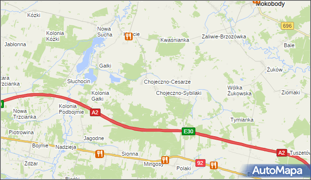 mapa Chojeczno-Sybilaki, Chojeczno-Sybilaki na mapie Targeo