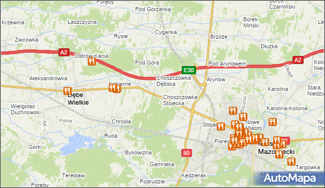mapa Choszczówka Stojecka, Choszczówka Stojecka na mapie Targeo
