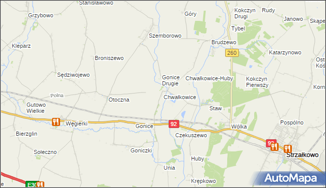 mapa Chwałkowice gmina Strzałkowo, Chwałkowice gmina Strzałkowo na mapie Targeo