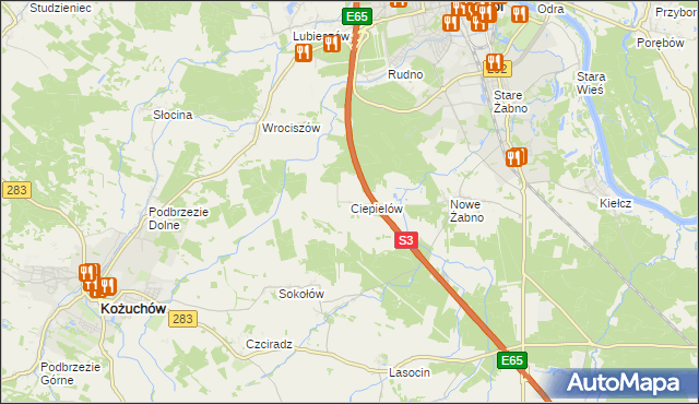 mapa Ciepielów gmina Nowa Sól, Ciepielów gmina Nowa Sól na mapie Targeo