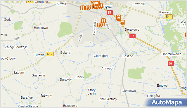 mapa Cierpigórz gmina Przasnysz, Cierpigórz gmina Przasnysz na mapie Targeo