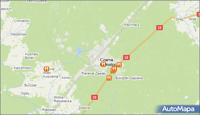 mapa Czarna Białostocka, Czarna Białostocka na mapie Targeo