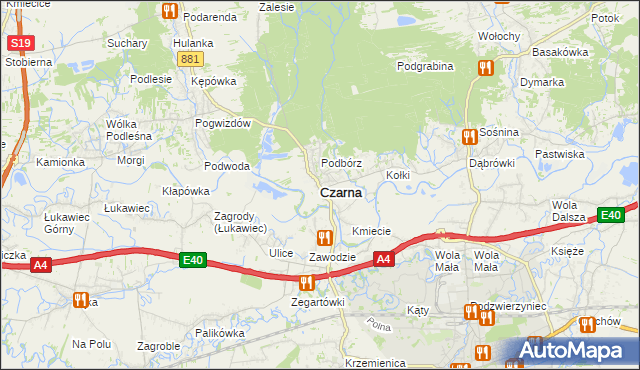 mapa Czarna powiat łańcucki, Czarna powiat łańcucki na mapie Targeo