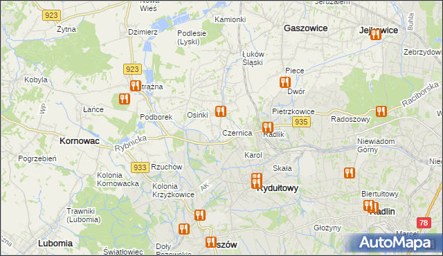 mapa Czernica gmina Gaszowice, Czernica gmina Gaszowice na mapie Targeo