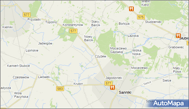 mapa Czyżew gmina Sanniki, Czyżew gmina Sanniki na mapie Targeo