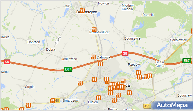 mapa Dąbrowa gmina Oleśnica, Dąbrowa gmina Oleśnica na mapie Targeo