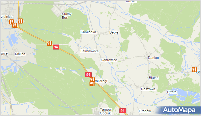 mapa Dąbrowice gmina Chrząstowice, Dąbrowice gmina Chrząstowice na mapie Targeo