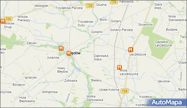 mapa Dąbrówka Stara, Dąbrówka Stara na mapie Targeo