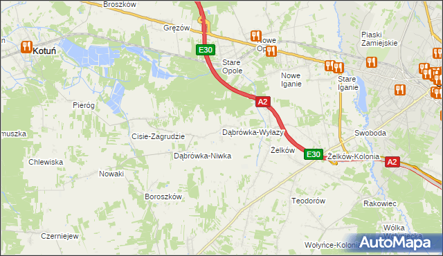 mapa Dąbrówka-Wyłazy, Dąbrówka-Wyłazy na mapie Targeo