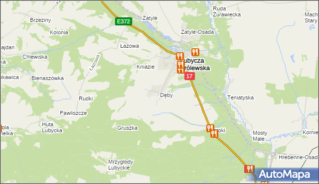 mapa Dęby gmina Lubycza Królewska, Dęby gmina Lubycza Królewska na mapie Targeo