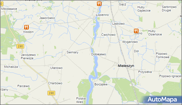 mapa Dobiejewo, Dobiejewo na mapie Targeo