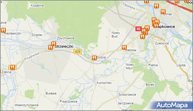 mapa Dobra gmina Strzeleczki, Dobra gmina Strzeleczki na mapie Targeo