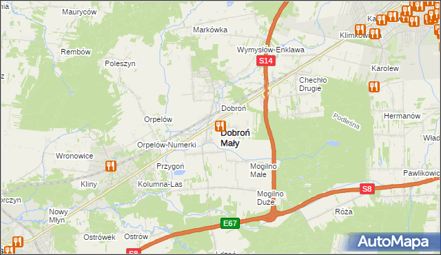 mapa Dobroń Mały, Dobroń Mały na mapie Targeo