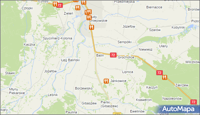 mapa Dominikowice gmina Poddębice, Dominikowice gmina Poddębice na mapie Targeo