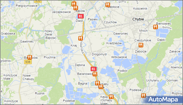 mapa Drogomyśl, Drogomyśl na mapie Targeo