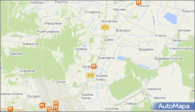 mapa Dzierżązna gmina Turek, Dzierżązna gmina Turek na mapie Targeo