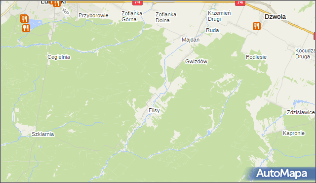 mapa Flisy Leśniczówka, Flisy Leśniczówka na mapie Targeo