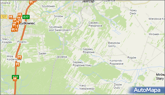 mapa Gąsawy Rządowe, Gąsawy Rządowe na mapie Targeo