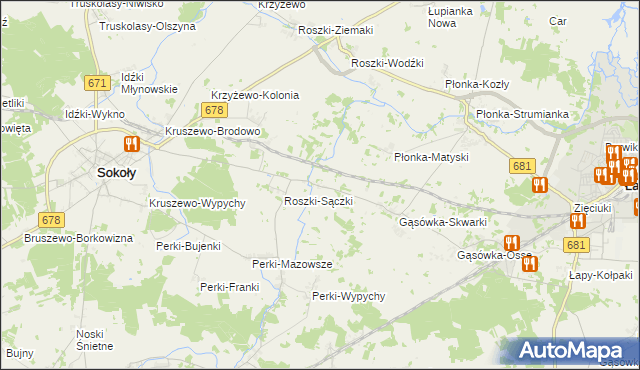 mapa Gąsówka-Somachy, Gąsówka-Somachy na mapie Targeo