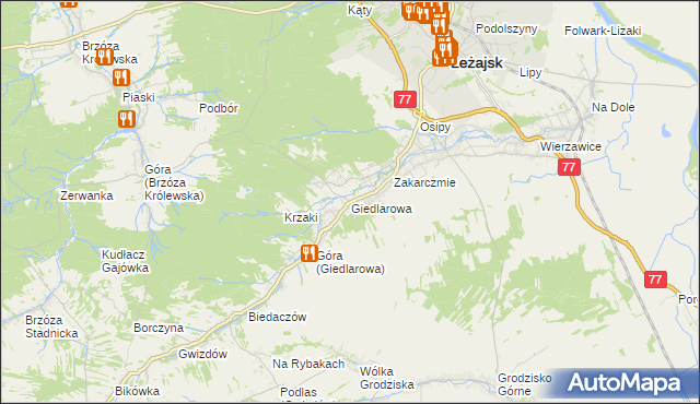mapa Giedlarowa, Giedlarowa na mapie Targeo