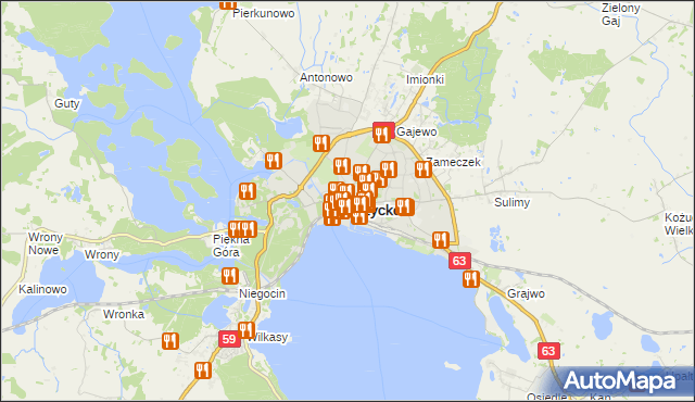 mapa Giżycko, Giżycko na mapie Targeo