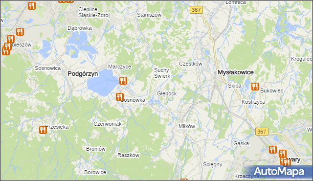 mapa Głębock gmina Podgórzyn, Głębock gmina Podgórzyn na mapie Targeo