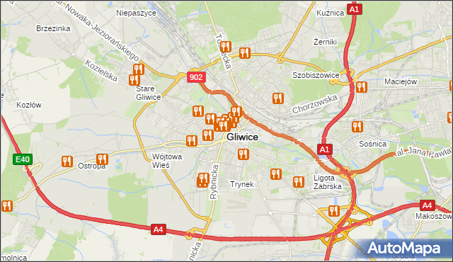 mapa Gliwic, Gliwice na mapie Targeo