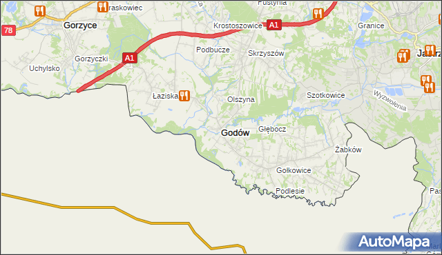 mapa Godów powiat wodzisławski, Godów powiat wodzisławski na mapie Targeo