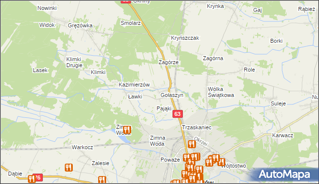 mapa Gołaszyn gmina Łuków, Gołaszyn gmina Łuków na mapie Targeo