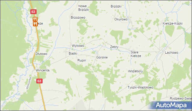mapa Górskie gmina Kolno, Górskie gmina Kolno na mapie Targeo