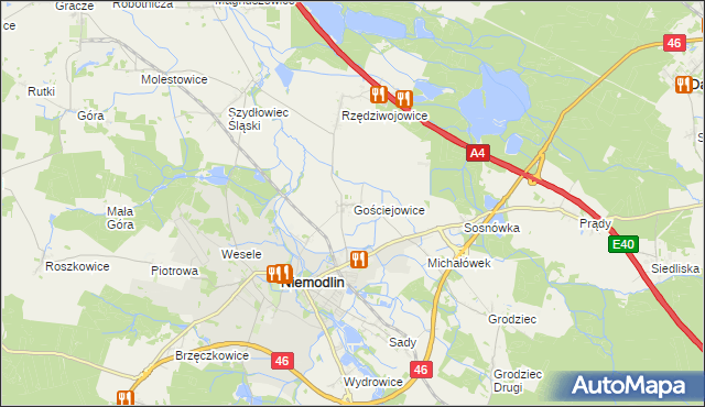 mapa Gościejowice, Gościejowice na mapie Targeo