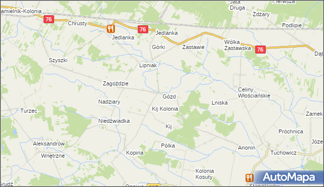 mapa Gózd gmina Stanin, Gózd gmina Stanin na mapie Targeo