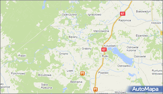 mapa Grabiny gmina Lipno, Grabiny gmina Lipno na mapie Targeo