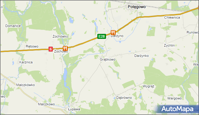 mapa Grąbkowo gmina Potęgowo, Grąbkowo gmina Potęgowo na mapie Targeo