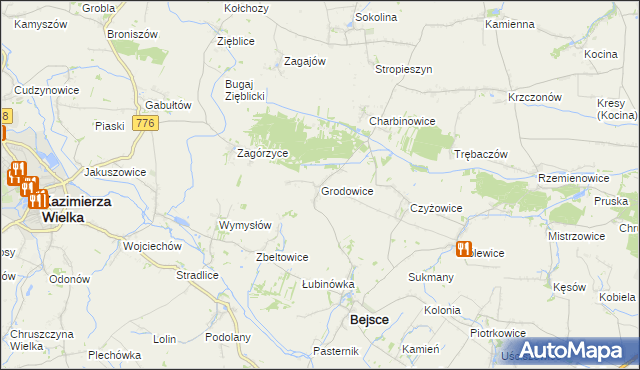 mapa Grodowice, Grodowice na mapie Targeo