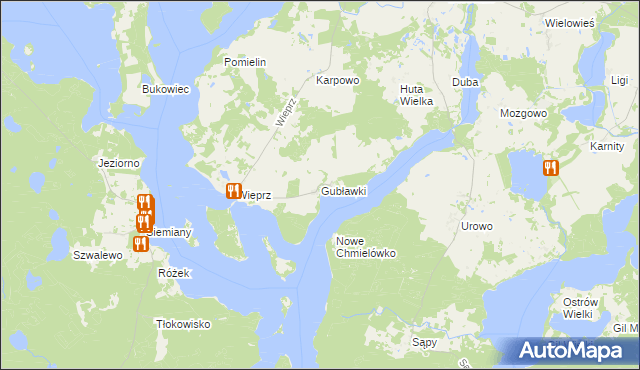 mapa Gubławki, Gubławki na mapie Targeo