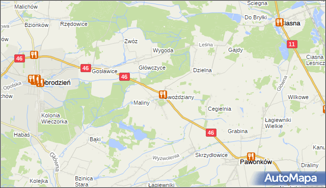 mapa Gwoździany, Gwoździany na mapie Targeo