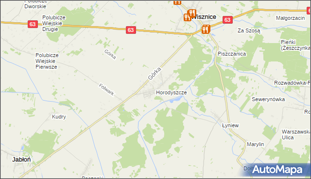 mapa Horodyszcze gmina Wisznice, Horodyszcze gmina Wisznice na mapie Targeo