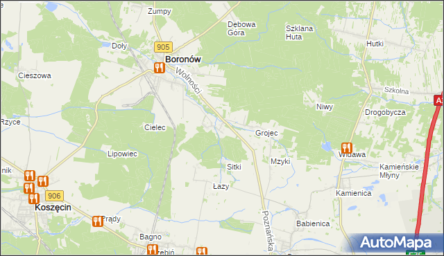 mapa Hucisko gmina Boronów, Hucisko gmina Boronów na mapie Targeo