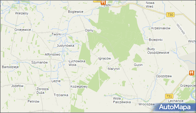 mapa Ignaców gmina Jasieniec, Ignaców gmina Jasieniec na mapie Targeo
