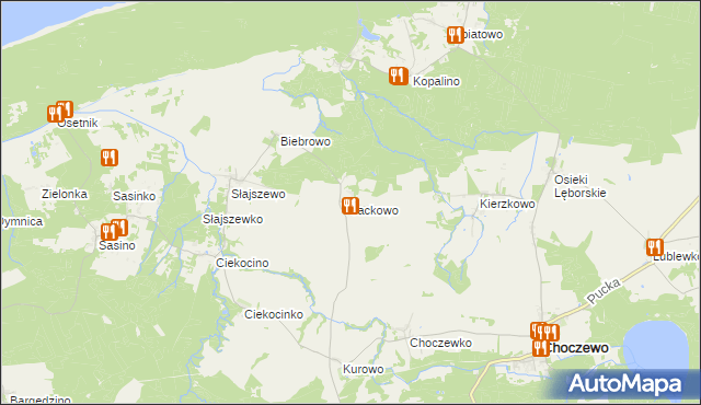 mapa Jackowo gmina Choczewo, Jackowo gmina Choczewo na mapie Targeo