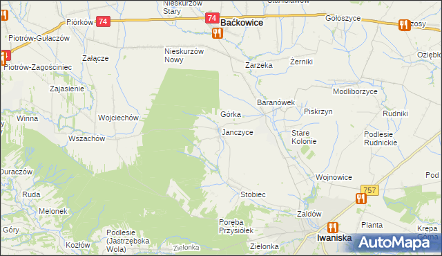mapa Janczyce, Janczyce na mapie Targeo