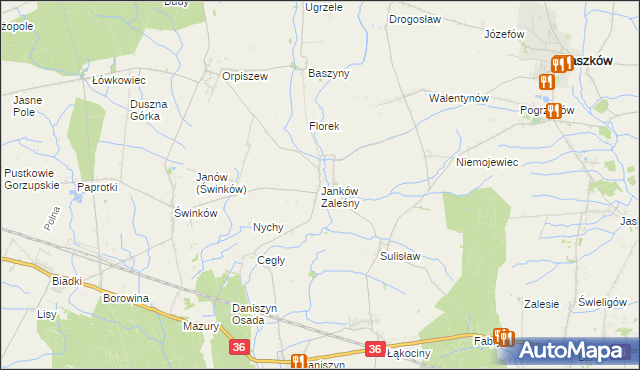 mapa Janków Zaleśny, Janków Zaleśny na mapie Targeo
