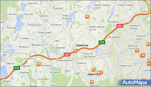 mapa Jasienica powiat bielski, Jasienica powiat bielski na mapie Targeo