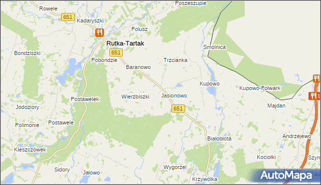 mapa Jasionowo gmina Rutka-Tartak, Jasionowo gmina Rutka-Tartak na mapie Targeo