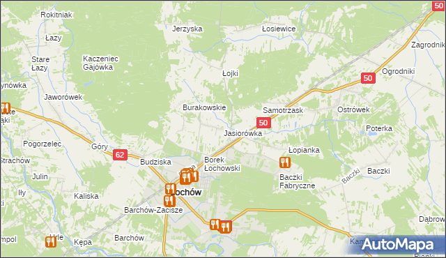 mapa Jasiorówka, Jasiorówka na mapie Targeo