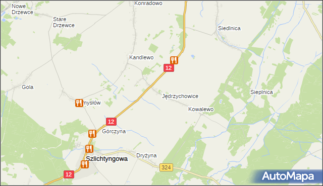 mapa Jędrzychowice gmina Szlichtyngowa, Jędrzychowice gmina Szlichtyngowa na mapie Targeo